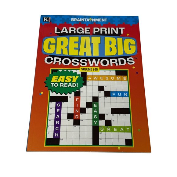 Large Print Great Big Crosswords Puzzle Book Vol 165 Easy Read Brain Games - Picture 1 of 4